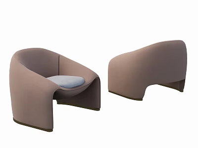 Modern Single Sofa With Curved Armrests Light Blue Cushion Upholstered Fabric Design 3d model