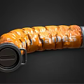 Curved Orange Pipe With BURNER GAMES Text And Metal Connectors