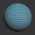Blue Sphere With Hexagonal Pattern On Black Background And Reflection 3d model
