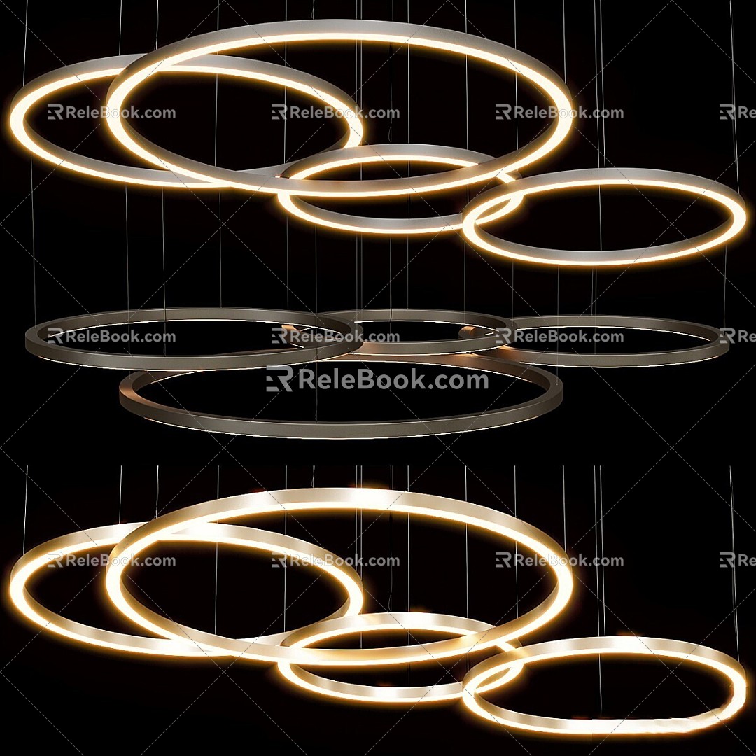 Chandelier Gold Black White Hanging Chandelier 3d model