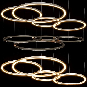 Chandelier Gold Black White Hanging Chandelier 3d model