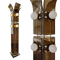 Modern Glass And Metal Floor Lamp With White Globe Shades In Layered Structure