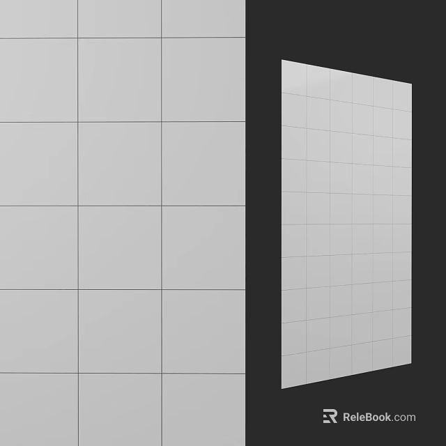 Gray Tiles Wall Design For Modern Interior With Grid Pattern And Clean Lines 3d model