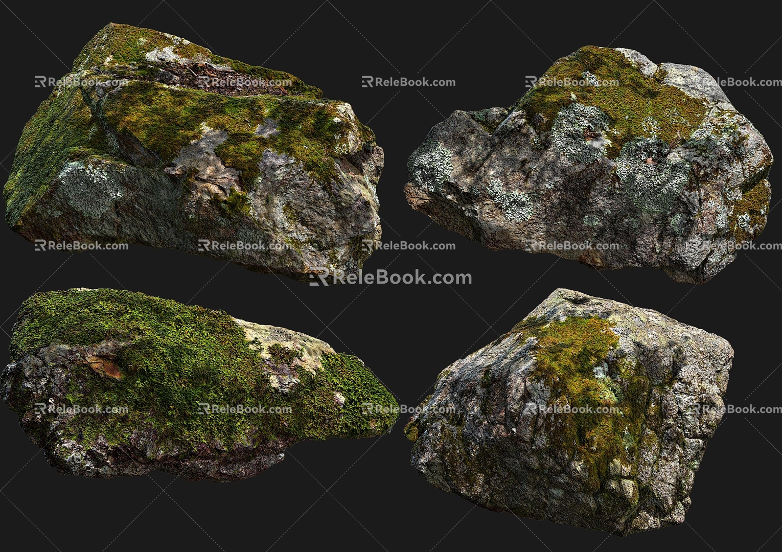 Modern Stone Moss Stone Moss Stone Nature Stone Forest Stone Meadow Stone Close-up Stone 3d model