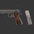 Classic Metal Pistol With Wooden Grip Magazine And Single Bullet