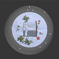 Decorative Snow Globe With Winter Scene Snowman Pine Trees Gift Boxes And Colored Lights 3d model