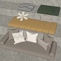 Cream Wind Bay Window Cushion Bay Window Cushion Sofa Cushion Futon Cushion Pillow 3d model