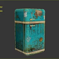Vintage Turquoise Refrigerator With Dripping Distressed Finish And Retro Metallic Design