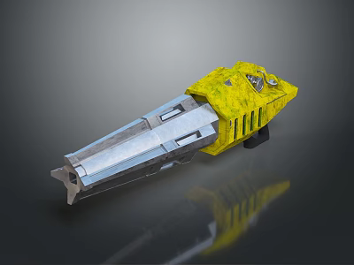 Yellow Silver Sci Fi Weapon Featuring Mechanical Structure And Design Elements 3d model