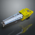 Yellow Silver Sci Fi Weapon Featuring Mechanical Structure And Design Elements
