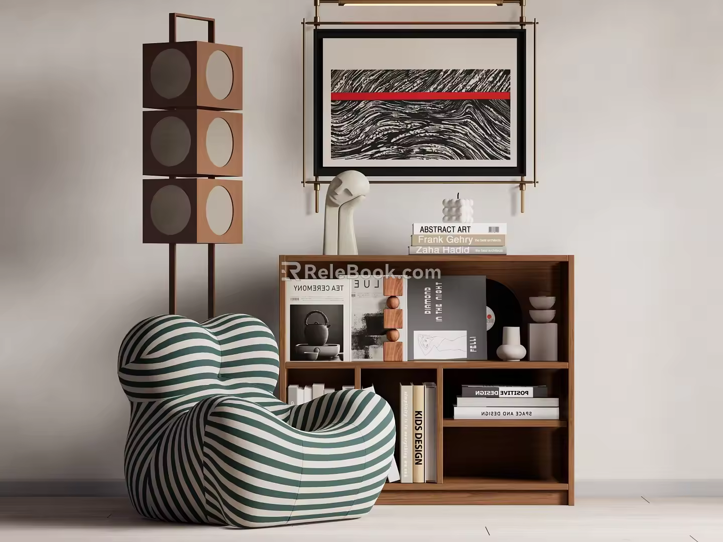 Decorative Cabinet Storage Cabinet Single Sofa Floor Lamp 3d model