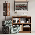 Decorative Cabinet Storage Cabinet Single Sofa Floor Lamp 3d model