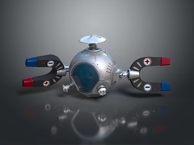Futuristic Silver Spherical Water Vehicle With Transparent Window And Mechanical Arms 3d model