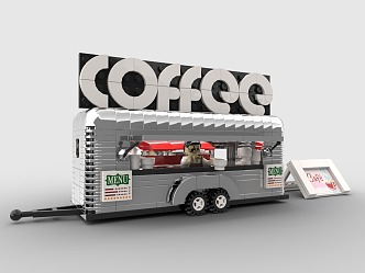 Lego toy building blocks coffee cart trailer coffee cart 3d model