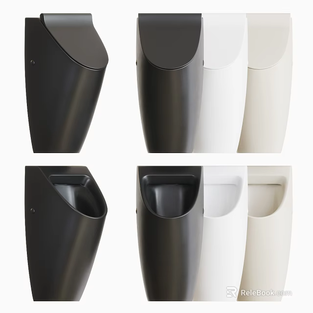 Modern Urinals In Black White Beige Colors For Contemporary Bathroom Design 3d model 