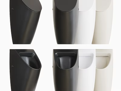 Modern Urinals In Black White Beige Colors For Contemporary Bathroom Design 3d model