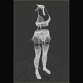 Stylish Women's Halter Top Plaid Skirt And Fishnet Stockings Outfit