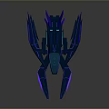 Futuristic Blue 3D Spaceship Render With Glowing Purple Accents And Sharp Edges Design