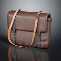 Brown Leather Messenger Bag with Classic Design Adjustable Shoulder Strap and Metal Buckles