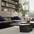 Modern Living Dining Room Interior Design With Open Layout Sofa Bookshelf And Natural Light