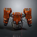Mechanical Weapon With Orange And Silver Metallic Texture Symmetrical Structure Surface Carvings 3d model