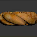 Golden Orange Ring Shaped Bread With Black Sesame Seeds And Twisted Texture