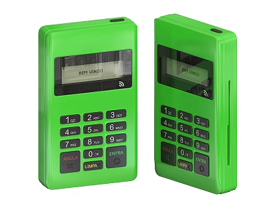 Green Commercial POS Payment Terminals with Numeric Keypad and Display Screen for Business Transactions 3d model