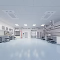 Modern Laboratory Interior Design With Lab Benches Equipment And Blue Flooring 3d model