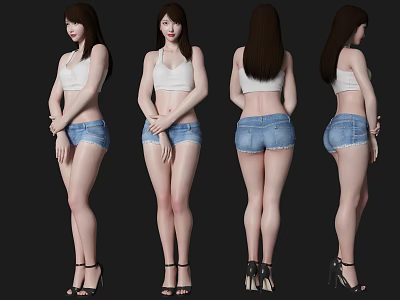 modern beautiful characters 3d model