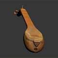 Traditional Orange Wooden Lute Shaped Decorative Home Living Accessory Piece