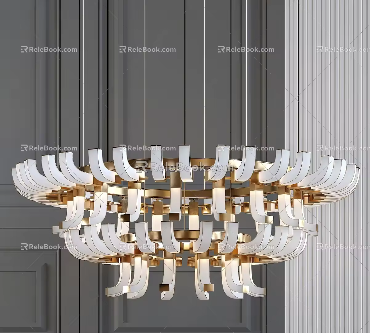 Multi-head chandelier 3d model