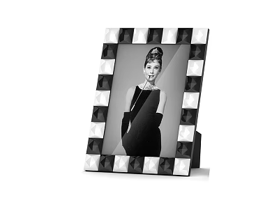 Black and White Photo of Man in Decorative Diamond Edge Frame 3d model
