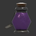 Medical Device Purple Hexagonal Jar With Wooden Lid Silver Band And Tag