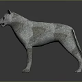 Gray and White Dog Game Character 3D Model in Standing Pose with Dark Background