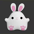 Cute White Rabbit Soft Toy With Pink Ears Nose Paws And Black Eyes