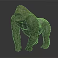 Realistic Gorilla 3D Model with Detailed Fur and Muscular Build on Gray Background