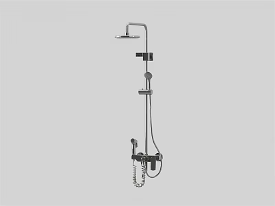 Modern Shower System with Overhead Shower and Handheld Sprayer Adjustable Rod and Control Unit 3d model