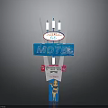 Vintage Route 66 Motel Sign With Retro Woman Figure And Classic Design Elements