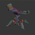 Sci Fi Game Movie Mechanical Character With Tripod Legs And Red Yellow Rings