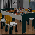 Green White Kids Table with Building Blocks Toys for Children Play Room