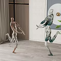 Modern Human Figure Sculptures With Copper And Green Transparent Material For Indoor Decor