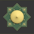 Ornate Green And Golden Pavilion Structure With Dome Top Decorative Arches And Intricate Base