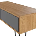 Modern Minimalist Wooden Console Table With Gray Drawers And Black Legs