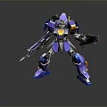 Game and Movie Character Mech Warrior With Blue Purple Armor And Weapon Robot Figure