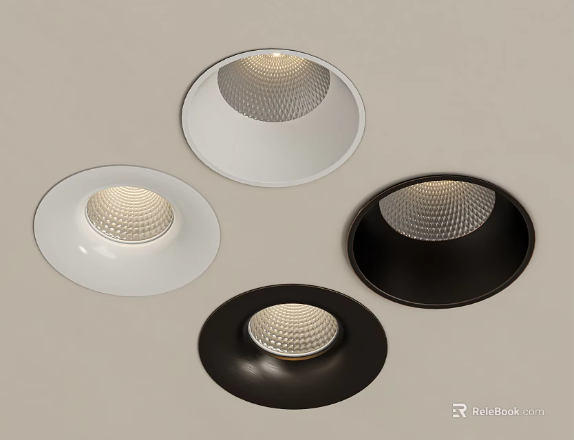 Modern Downlights And Spotlights With Sleek Design In Black And White Colors For Ceiling Interior Lighting 3d model 