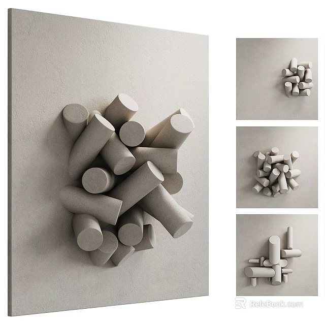 Modern Wall Decor With Cylindrical Modules In Minimalist Design On Beige Wall 3d model