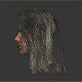 Realistic Male Head With Long Dark Hair And Facial Organs Including Eyes Nose Mouth Beard