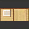 Compact Wooden Shed With Brown Roof Double Doors And Side Windows
