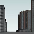 Modern High Rise Building Complex With Multiple Towers And Low Rise Structure 3d model