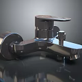 Sleek Modern Chrome Wall Mounted Faucet With Control Handle And Shiny Reflective Finish